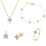 Amara Kleines Zirkonia Kleeblatt Set | 925 Silber